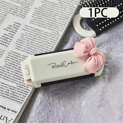 Mini-Klapp-Haarbürste mit Spiegel - tragbarer antistatischer Massagekamm für unterwegs, zur Kopfmassage und zur Haarpflege für Frauen Image