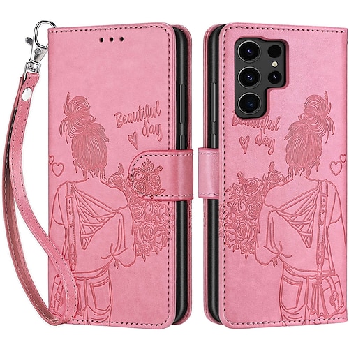 Handy Hülle Handyhüllen Für Samsung Galaxy S25 S24 S23 S23 FE S22 S21 Ultra Plus A55 5G A35 5G A25 A15 Rückseite Mit Ständer Magnetisch Mit Handgelenkschlaufe Retro TPU PU-Leder Image