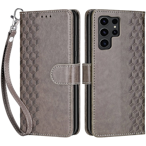 Handy Hülle Handyhüllen Für Samsung Galaxy S26 Ultra Plus S25 S24 S23 S22 S23 FE S21 Ultra Plus S20 A55 5G A35 5G Rückseite Mit Ständer Magnetisch Mit Handgelenkschlaufe Retro TPU PU-Leder Image