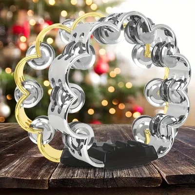 Adult Plated Metal ABS Tambourine Music Rhythm Instrument Handheld Percussion Drum Party Church