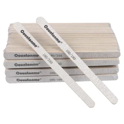 500 Pcs/lot Wood Sandpaper Nail Files For Manicure180/240 Straight Double Sided Files Washable