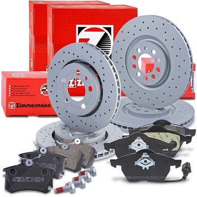 Zimmermann Sport-Bremsscheiben +Bremsbeläge vorne+hinten [Hersteller-Nr. 10698425] für Audi, Seat, Skoda, VW Image