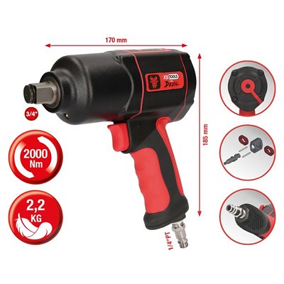 Ks Tools 3/4 THE DEVIL Hochleistungs-Druckluft-Schlagschrauber, 2000Nm [Hersteller-Nr. 515.3400] Image