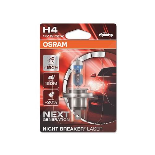 Osram NIGHT BREAKER® LASER H4 Einzelblister [Hersteller-Nr. 64193NL-01B] für Volvo, Renault, Kia, Porsche, Smart, Dacia, Seat, Saab, Fiat, Land Rover,