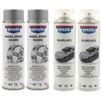 Presto 2x 500ml Universal Felgenspray silber+2x 500 ml Klarlack glänzend Image