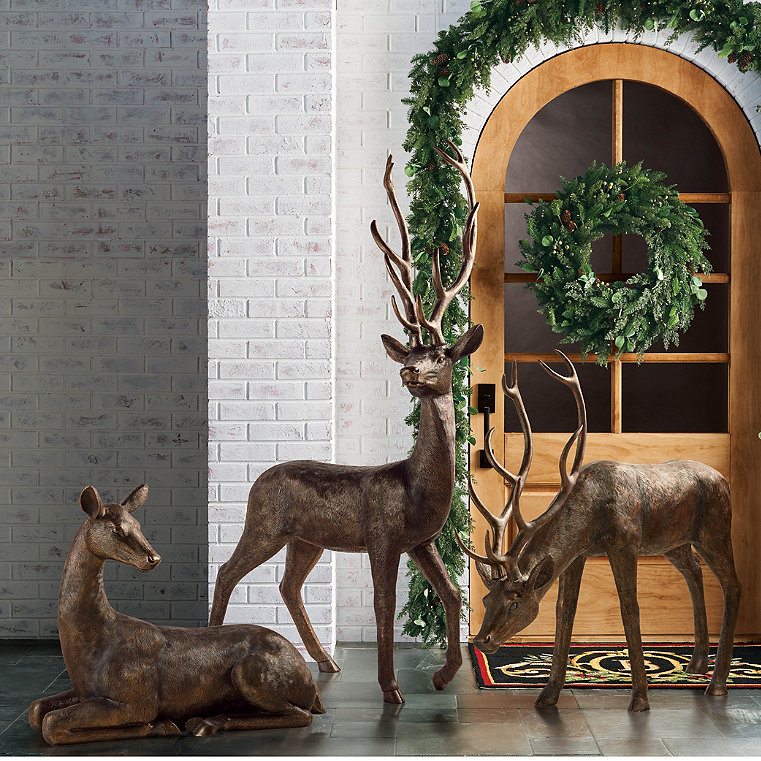 Regal Reindeer - Gold, Gold Lying - Frontgate - Outdoor Christmas Decor