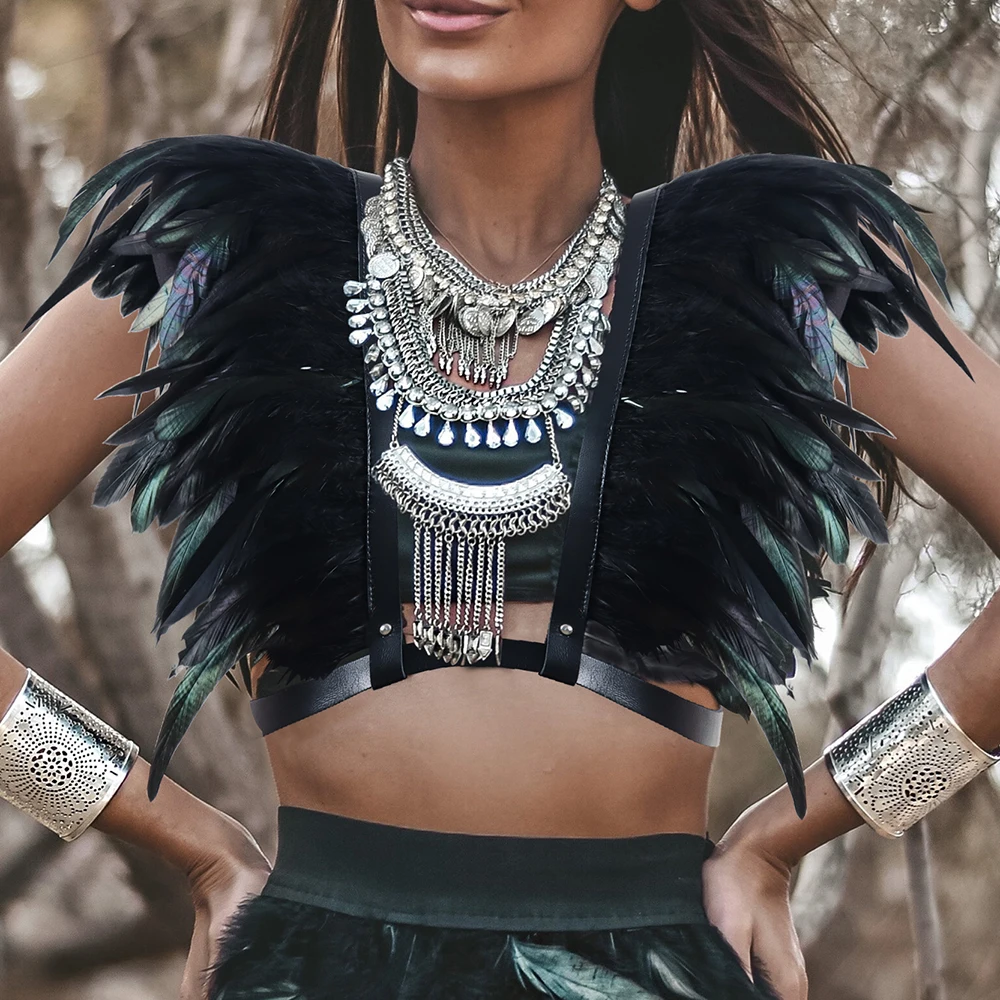 Black Yard natürliche Hahnenschwanzfedern Boa Trim Huhnfedern Schal für Weihnachten Karneval Party Kleid Kleidung Schal Image