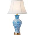ZHFZKKL Sturdy Durable Ceramic Vase Table Lamp Simple Farmhouse Bedside Bedside Table Lamp Fabric Bell Shade Chinese Style Porcelain Table Lamp Compatible with Living Room Decor Reading Lamp E27,Pend