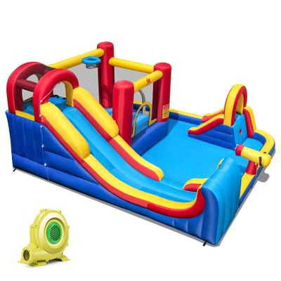 Gymax Inflatable Water Slide Giant Kids Water Park w/ Double Slides &