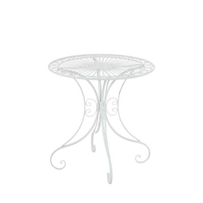 Runder Gartentisch mit Verzierungen Metall weiß