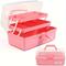 TEMU 1pc Plastic 3-layer Storage Box, Multipurpose Storage Box Container, Household Folding Tool Box, Portable Art Craft Case Container, Sewing Supplies Sorting Organizer, Medicine Box (pink)