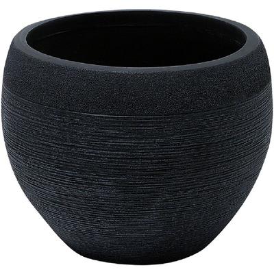 Blumentopf Schwarz Lehm-Faser-Mischung 38 x 38 x 30 cm Rund Beton-Optik Pflanzkübel Modern Skandi