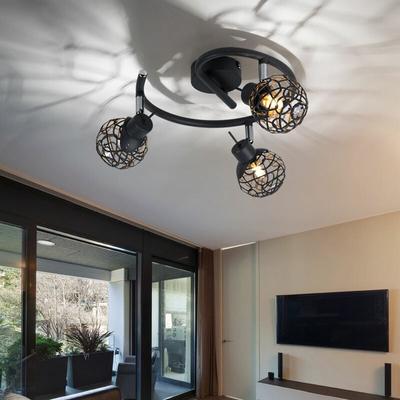 Etc-shop - Deckenleuchte Deckenlampe Wohnzimmer grau Kugel Alugeflecht Kristall Lampe Spotrondell, Image