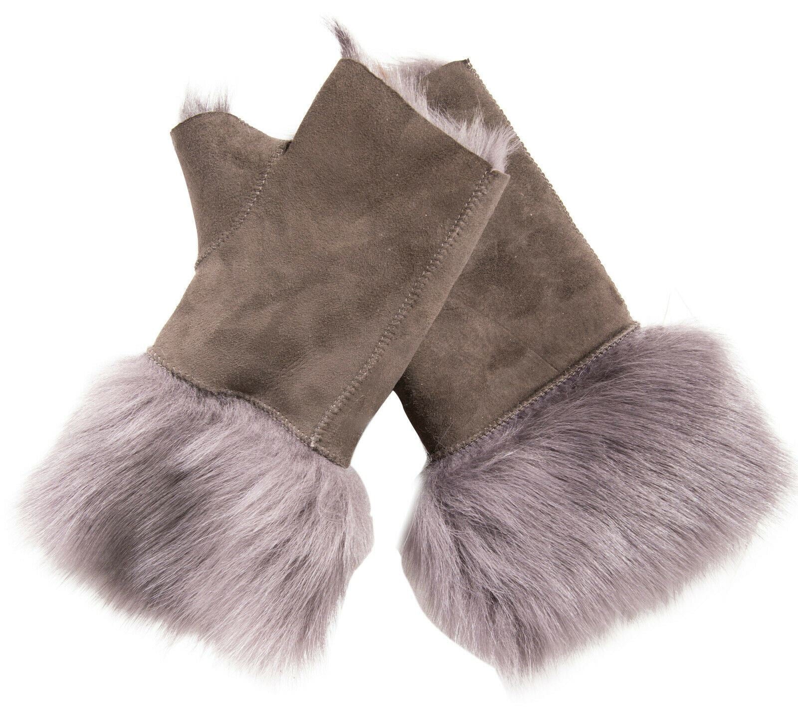 Damen-Fäustlinge aus Lammfell, fingerlose Manschetten, Toscana-Wildleder, Schaffellfell Image