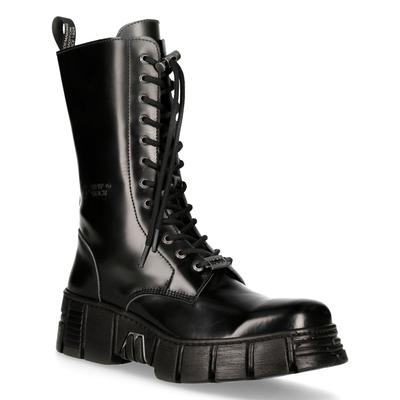 New Rock Boots Leder Mid-Calf Tower Biker Boots – M-WALL027N-C2