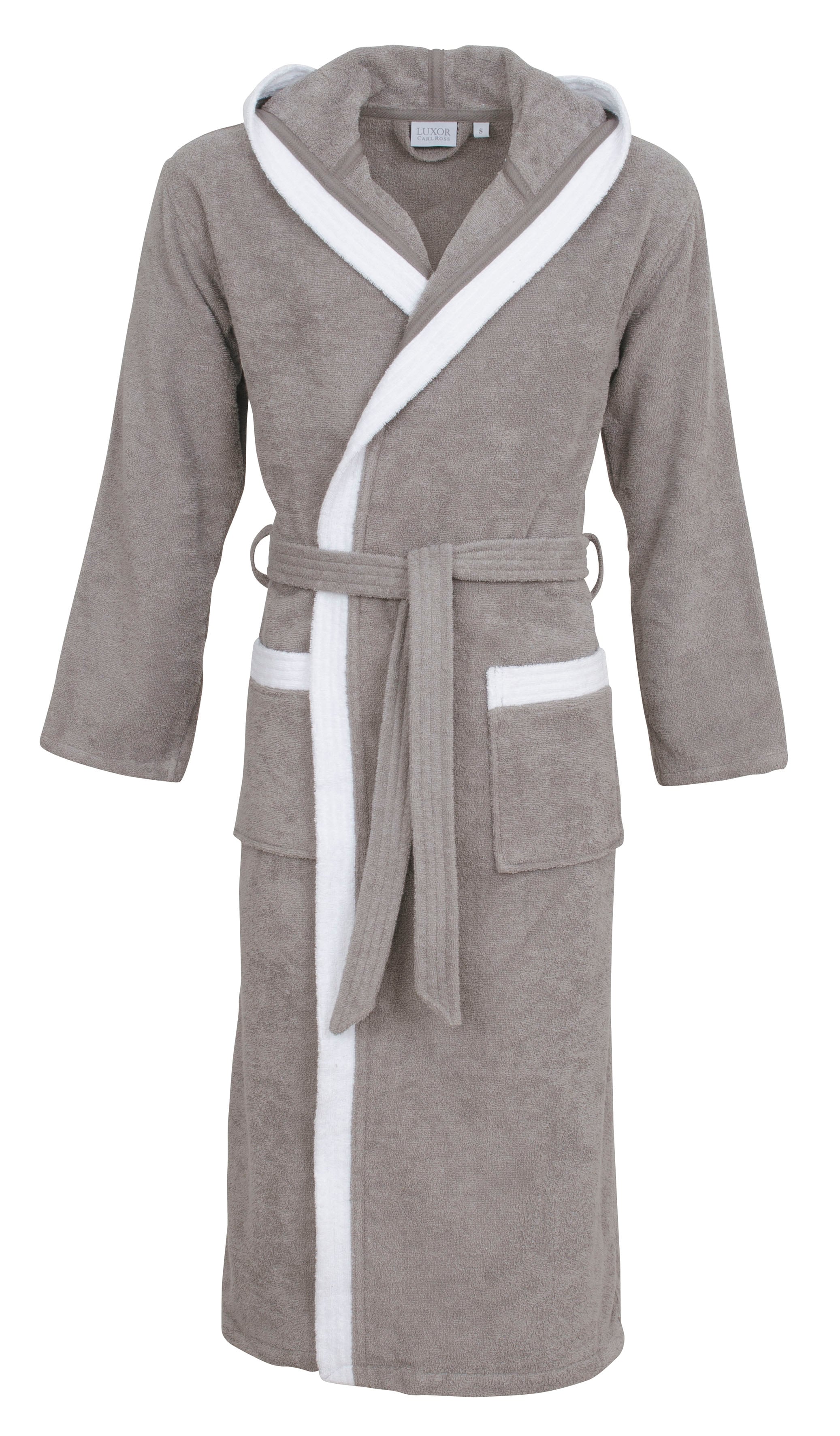 Unisex-Bademantel CARL ROSS "40300" Gr. L, weiß (platin, weiß), L, Walkfrottier, Hausmäntel, Midilänge Image