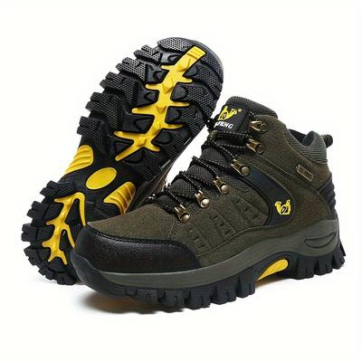 Men's Trendy Durable Lace Up Hiking Boots, Comfy Non Slip Shoes For Men's Outdoor Activities