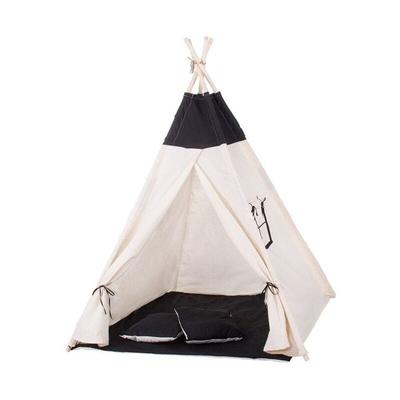 Wigwam Tipi Tipi Zelt - Spielzelt - 4 Teile - 100% Baumwolle - Schwarz / Weiß