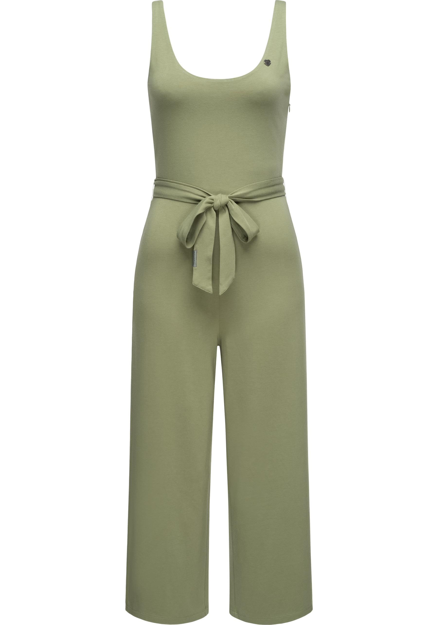 Jumpsuit RAGWEAR "Lisseta", Damen, Gr. XXL (44), Normalgrößen, grün (olivgrün), Material: 48% Baumwolle, 47% Viskose, 5% Elasthan, figurumspielend 7/8-Länge, tiefer Rundhals, Ärmel ohne Ärmelschlitz, Overalls Jumpsuit, Langer Damen Overall mit...