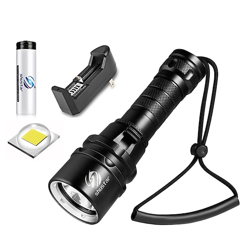 LED-Taschenlampen superhelle Tauchtaschenlampe ip68 höchste wasserdichte Bewertung professionelles Tauchlicht angetrieben durch 18650-Batterie mit Handseil Image
