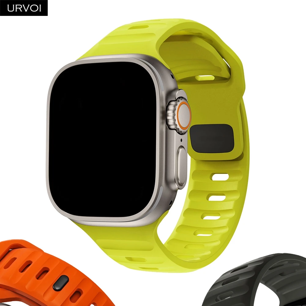 URVOI Silikonarmband für Apple Watch Sport Band Ultra 2 Serie 10 9 8 7 6 SE 54 Handgelenk für iWatch atmungsaktiver Stift- und Stuck-Verschluss Image