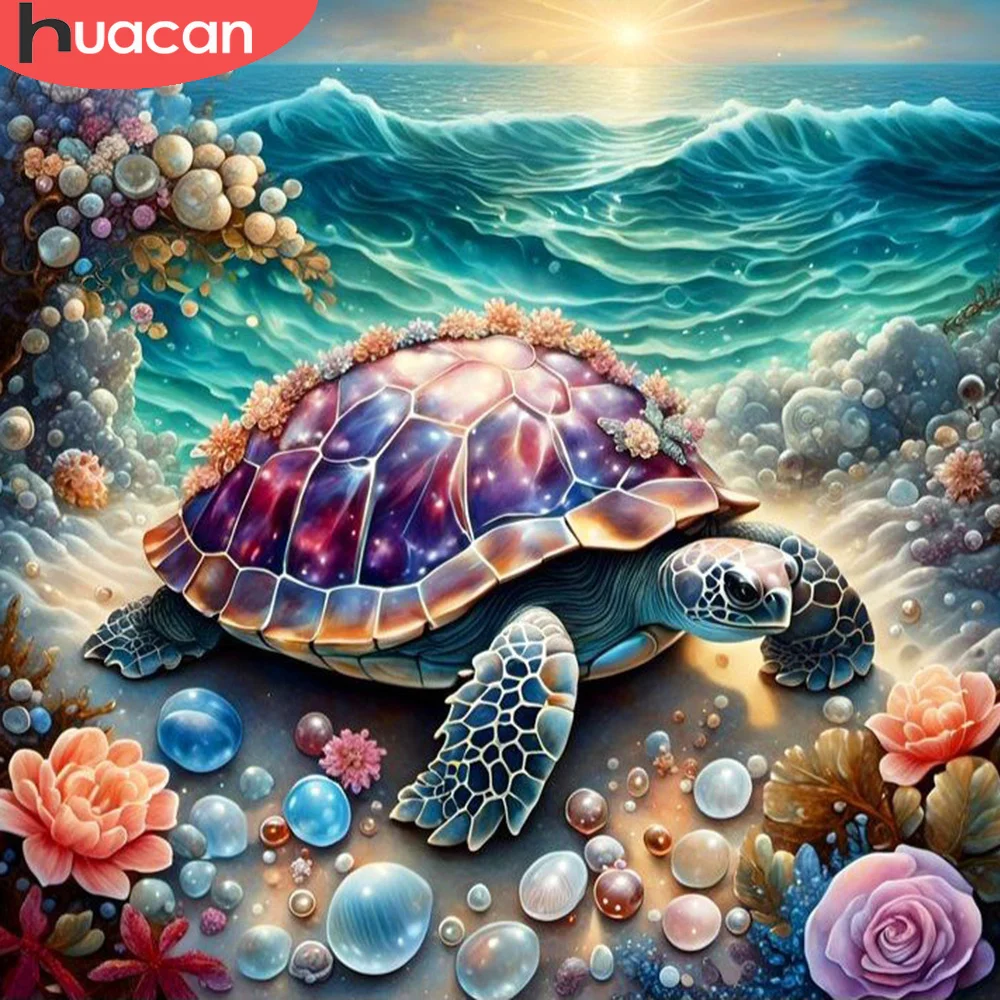 Huacan Tier DIY Diamant Malerei Frosch Pflanze volles Quadrat rund 5d Diamant Mosaik abstrakte Farbe Wohnkultur Image