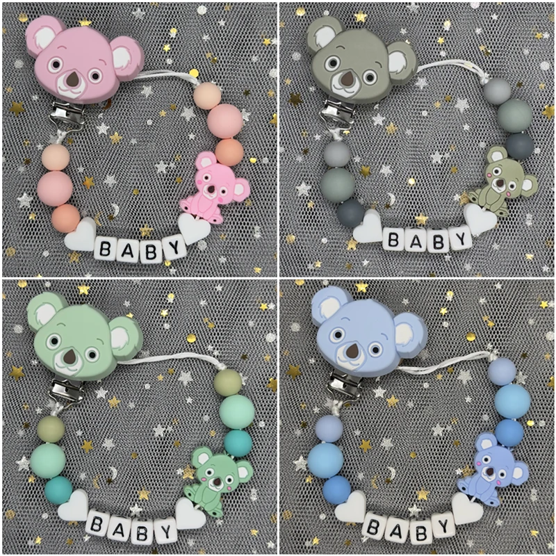 Kostenlose benutzerdefinierte Baby Schnuller Clips personalisierte Name Zahnen Spielzeug Schnuller Nippel Halter Clips Kette Babys Zubehör Neugeborenen Geschenk Image