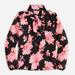 J. Crew Tops | Nwt J. Crew Black Pink Tie-Neck Long-Sleeve Top In Midnight Rose | Color: Black/Pink | Size: M