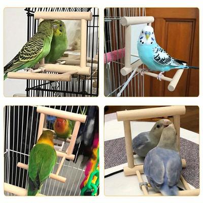 1pc Bird Mirror, Parrot Mirror Toy With Perch, Wood Stair Bird Toy For Climbing Jumping Ladder, Pet Bird Supplies With Mirror Station Holder