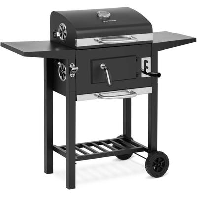 Uniprodo - Grill mit Smoker Stahl 2 Ablagen Holzkohlegrill Kohlegrill mit Grillwagen