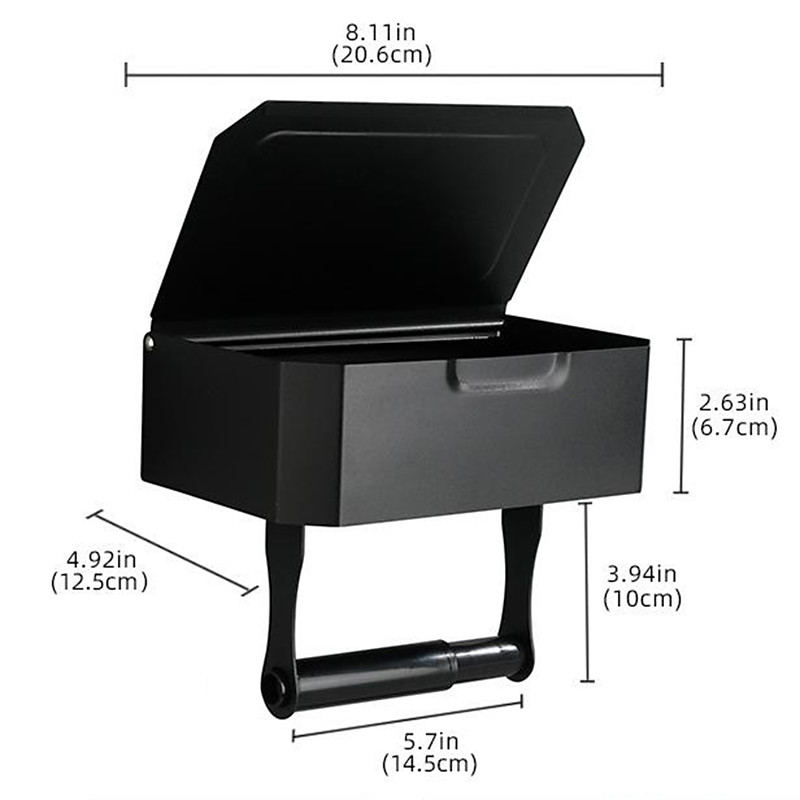 Toilet Paper Holder with Storage and Shelf, Matt Black Bathroom Toilet Paper Holder Wall Mount, Stainless Steel Flushable Wet Wipes Dispenser - Hide Your Wipes from View