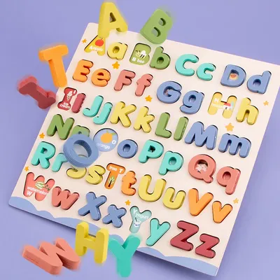 Wooden Educational Abc Puzzle Upper Case and Lower Case Letters for Birthday Gifts Boys Girls Family