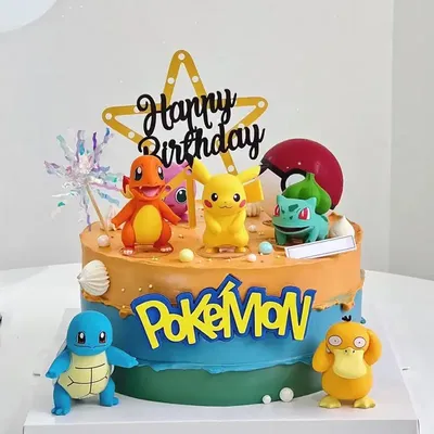 13Pcs/set Pokemon Cake Topper Anime Figure Pikachu Party Happy Birthday Pokemon Cake Decoration