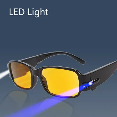 LED Light Reading Glasses Yellow Occhiali Da Lettura +1.00 +1.50 +2.00 +2.50 +3.00 +3.50 +4.00