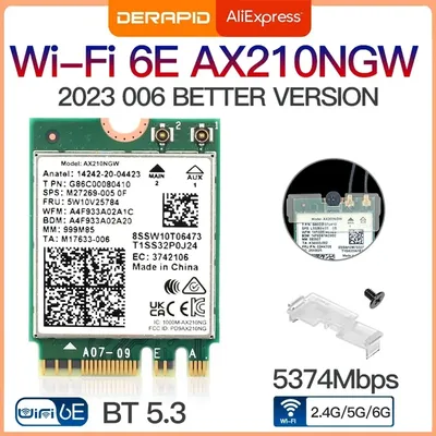 Tri Band WiFi6E AX210 Wireless 2.4Gbps Bluetooth 5.3 802.11AX Wireless Wi-Fi 6 AX210 For Intel