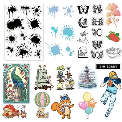 Splash-Ink Style Clear Stamps for Card Making Decor Scrapbooking Water Stains Silicone Rubber Stamp