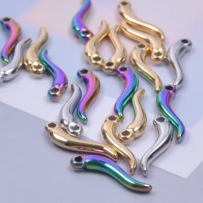 6Pcs/Lot Stainless Steel Trendy Hot Pepper Lucky Horn Diy Earrings Charms Vegetable Food Chili