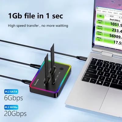 Blueendless offline clone Dual Protocol m.2 ssd case PCIe NVME Ssd Docking Station 2 bay M2 sd