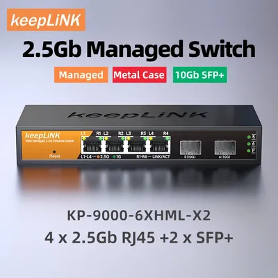 keeplink 6-Port Multi-Gigabit Managed Switch with 4-2.5Gb RJ45 and 2-10G SFP+