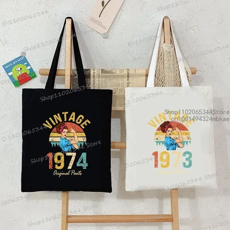 50th anniversaire sac à bandoulière femmes Vintage 1974 Original impression sac à provisions décontracté mode anniversaire années femme rétro sacs à main