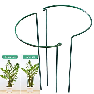 2pcs Plant Support Stakes, Half Round Metal Garden Plant Strut, Outdoor Plant Underpin Ring Cage For