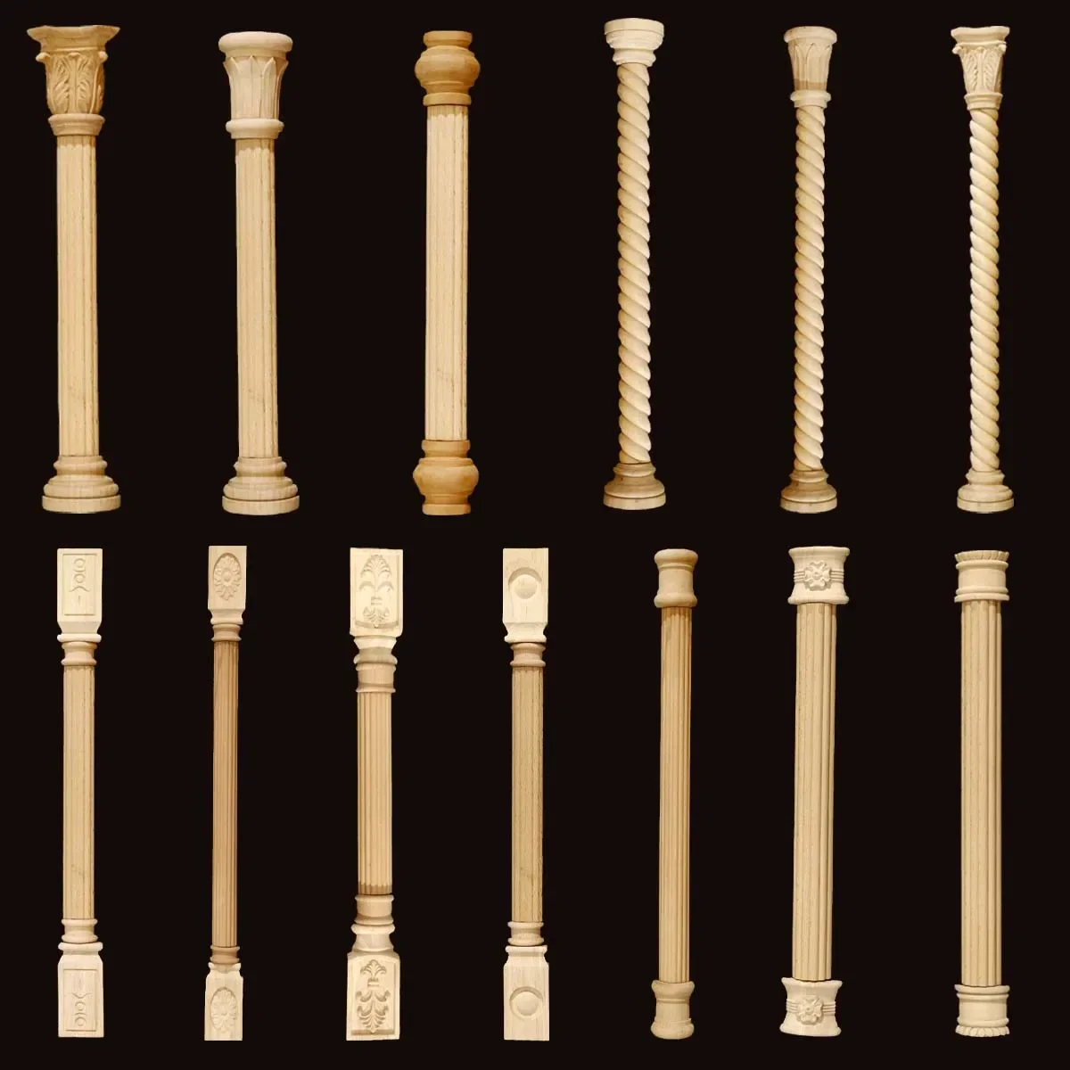 Unbemalte Schrank tür Holz geschnitzte Applikation Rahmen Onlay römische Säule Aufkleber Möbel Dekoration Zubehör Vintage Wohnkultur Image