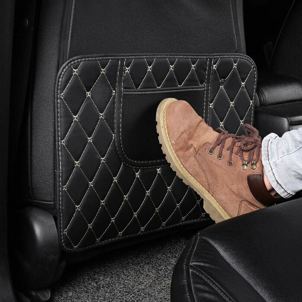 1Pc Auto Rücksitz Anti Kick Pad Anti-schmutzig Matte Schwarz PU Leder Wasserdicht Kratzfest Lagerung Auto innen Zubehör