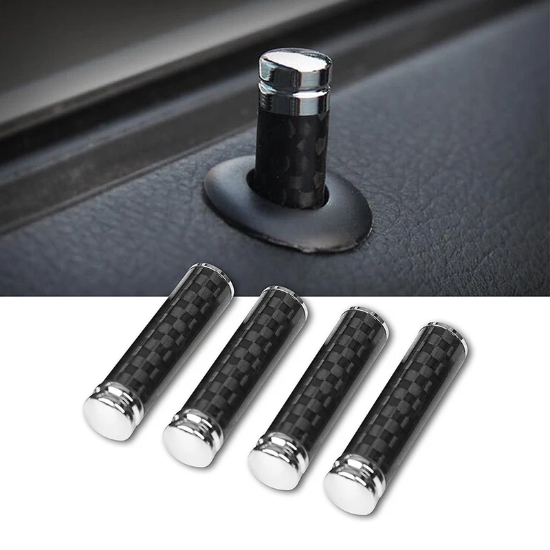 4Pcs Auto Tür Innen Pin Lock Knopf Pull Pins Abdeckung Carbon Look Teile Für BMW E46 E39 E60 E90 E36 E53/34/30/70 X3 X4 X5/6 Image