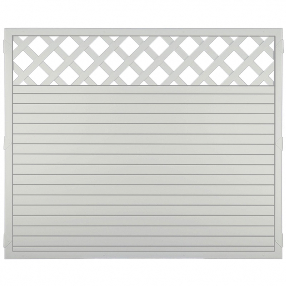 T&J Sichtschutzzaun LIGHTLINE mit Dekorgitter weiß Sichtschutz Lamellenzaun, 180x150 cm Image