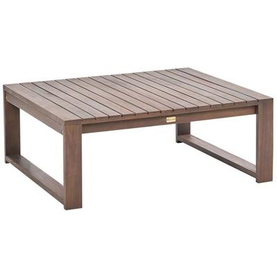 Loungetisch Dunkelbraun Akazienholz 90 x 75 cm Rechteckig Retro Landhaus Stil Terrasse Outdoor Image