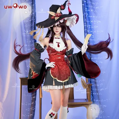 LAST BATCH UWOWO Hutao Cosplay Genshin Impact Fanart Hutao Little Witchh Cosplay Kostüm mit Hut Halloween-Kostüme Image