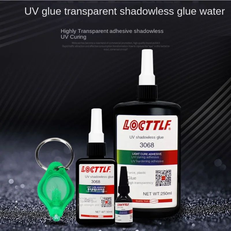 10 ml LOCTTLF 3018 3038 3068 UV-schattenloser Kleber Glas Couchtisch Kristall Handwerk Kunststoff Transparenter weicher Klebstoff