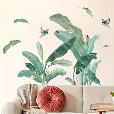 Aquarell-Simulation, Palmblatt, Vogel, Pflanze, Wandaufkleber, fügen Sie den natürlichen Geschmack Image