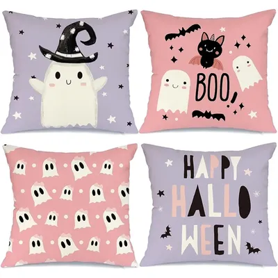 Halloween Kissen bezug Geist Dekoration Urlaub Bauernhaus Kissen bezug Dekoration Home Sofa rosa lila 45x45 Kissen bezug Image